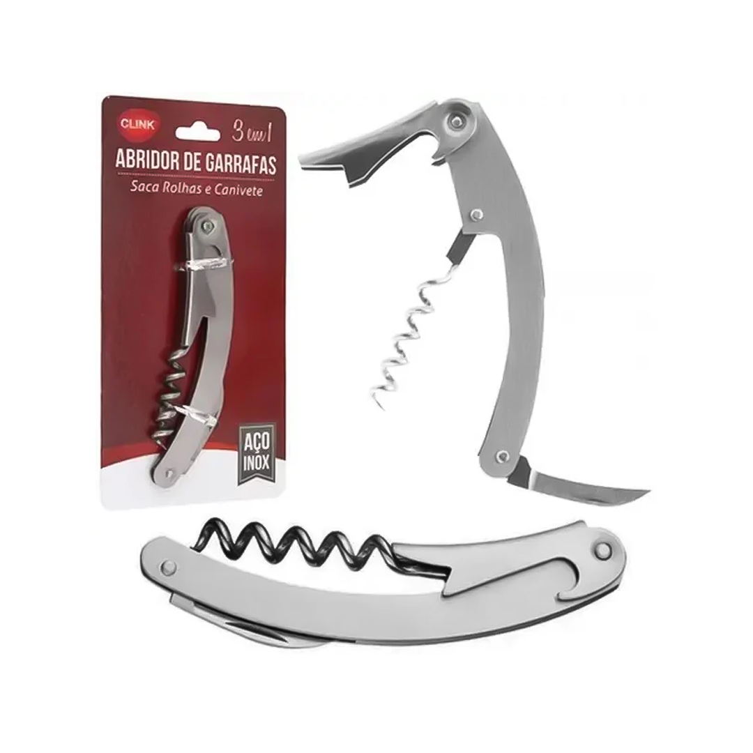 ABRIDOR DE GARRAFA 3X1 INOX CLINK - Imagem 2
